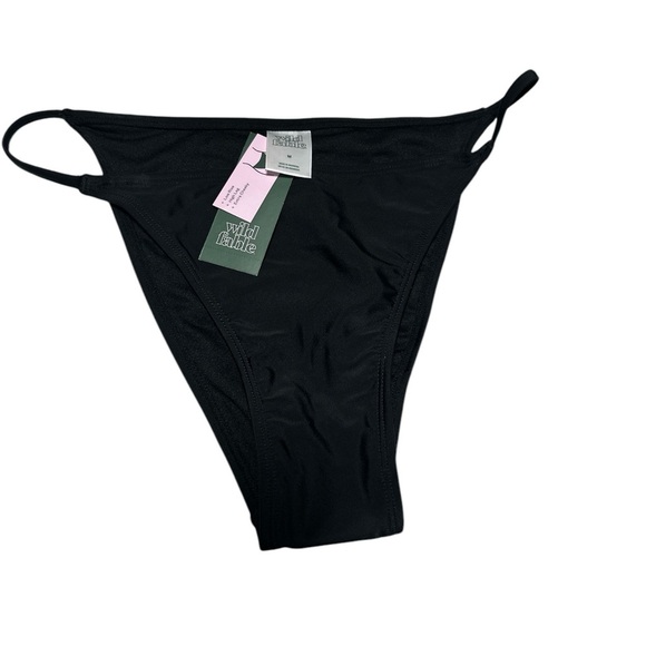 Wild Fable, NWT, Med 8-10) Black Side Extra Cheeky High Leg Bikini Swim Bottom - Picture 2 of 5